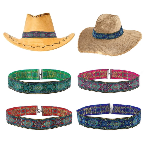 4Pcs 4Colors Cowboy Western Hat Bands Adjustable Fedora Hat Accessories Hat Band Ribbons for DIY