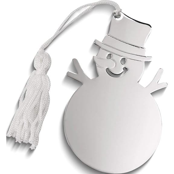 Fashion Nickel-Plated White Tassel Engraveable Snowman Ornament (3 X 0.5) Made In China gp5261