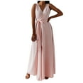 thumbnail image 2 of Teissuly Fashion Women Summer Casual Solid V-Neck Sleeveless Vest Long Dress, 2 of 6