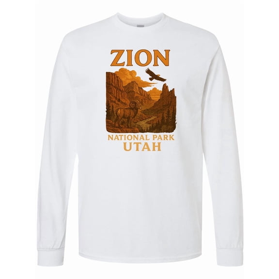 Inktastic Zion National Park Utah Vintage Landscape Art Long Sleeve T-Shirt