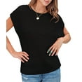 thumbnail image 2 of Hauts de Printemps pour Femmes Chemises d'Été Crochet Manches Courtes Chandail Col Rond Mignon Couverture de Plage Noir m, 2 of 8
