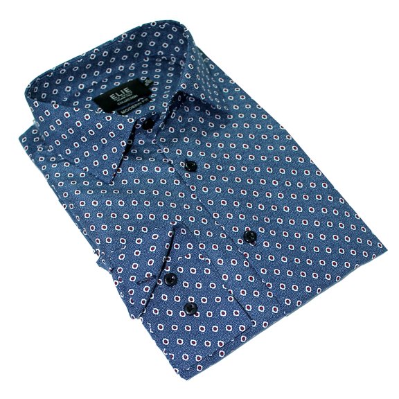 Elie Balleh Navy Wild Cubes Premium Boys Button Down Shirt