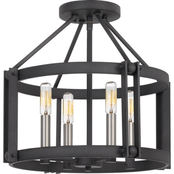 Victor 4-Light Mottled Black Semi-Flush Mount Light