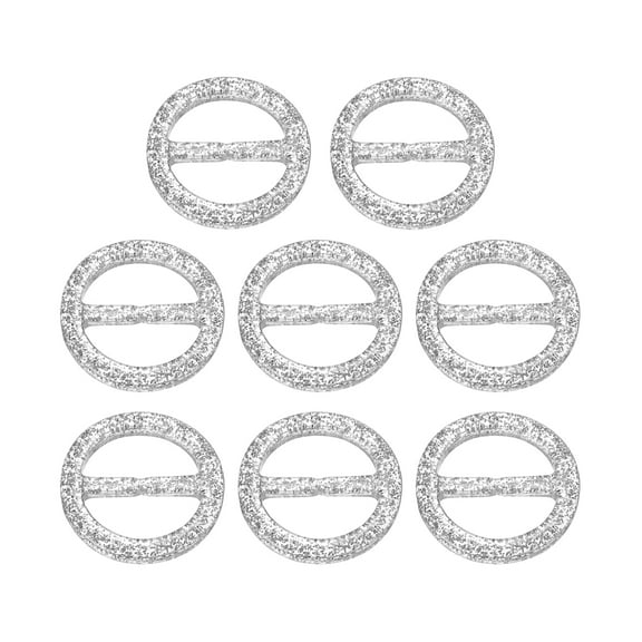 8Pack Plastic Tee Shirt Clips, 25mm Round Bling Resin Scarf Ring Buckle (White)