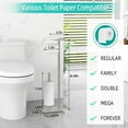 thumbnail image 5 of Toilet Paper Holder Stand for Bathroom Floor Standing Toilet Roll Dispenser Storages 4 Reserve Rolls, with Top Storage Shelf for Cell Phones, Wipe, Wallet and More(Brush Nickel), 5 of 13