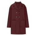 thumbnail image 4 of PNTUTB Fall Winter Women's Fashion Solid Color Lapel Long Sleeve Button Refined Casual Long Coat with Pocket, 4 of 5