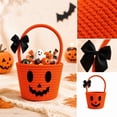 thumbnail image 4 of Halloween Woven Pumpkin Candy Basket Cotton Rope Trick Or Treat Handheld Storage Bucket for Holiday Candy Gift Organizing, 1Pc, 4 of 5