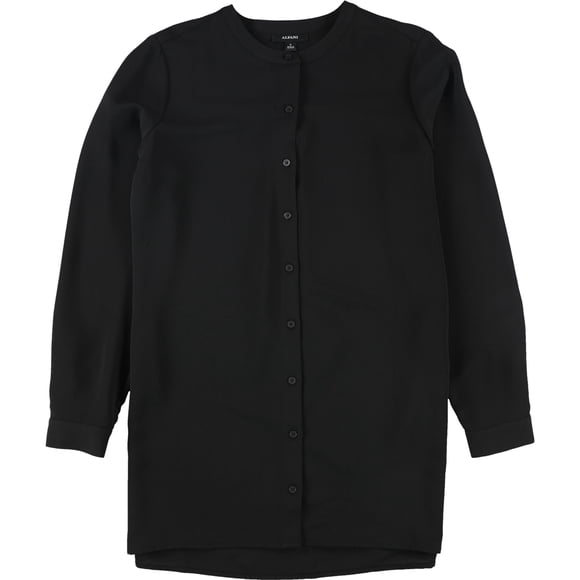 Alfani Womens Solid Button Up Shirt black S
