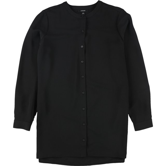 Alfani Womens Solid Button Up Shirt black S