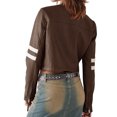 thumbnail image 5 of Stand Collar Women Long Sleeve Faux Leather Zipper Jacket Motorcycle Crop Coat, 5 of 5