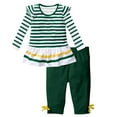 thumbnail image 4 of SGFCWSX Girls 2 Piece Set Toddler Winter Outfits Ruffle Sleeve Shirt and Pants Sets Green Size 7 Years, 4 of 4