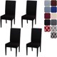 thumbnail image 4 of Xiao Hua Funda para silla de comedor de 4 piezas, universal, para todas las estaciones, color sólido, elástica, color negro, adecuada para cocina y comedor., 4 of 5