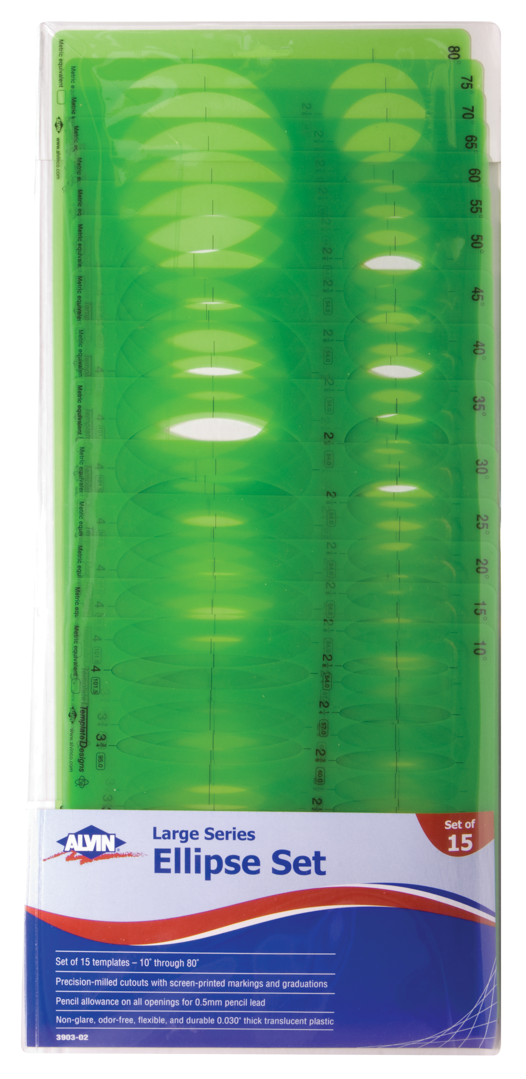 Alvin Large Series Ellipse Template Set of 15
