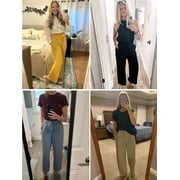 Chiclily Womens Wide Leg Pants with Pockets Lightweight High Waisted Adjustable Tie Knot Loose Trousers Flowy Summer Beach Lounge Pants, US Size Large in Black