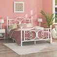 thumbnail image 5 of Queen Size Metal Platform Bed Frame With Butterfly Design Headboard And Footboard, No Box Spring Needed, Easy Assembly, White, 5 of 8