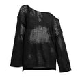 thumbnail image 3 of Vinsonshop Swimwear Cover Ups for Women Long Sleeve Oversized Crochet Mesh Dress Hollow Out Bathing Suit Tunic Swimsuit Pullover Tops Summer Vacation Outfits Black XL, 3 of 5