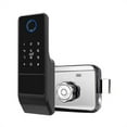 thumbnail image 1 of Door Lock, Fingerprint Gate Lock Tuya Outdoor Smart Door Lock Digital IC Card Rim Electronic Door Lock Suitable For Home Garden ,Easy to Install, 1 of 7