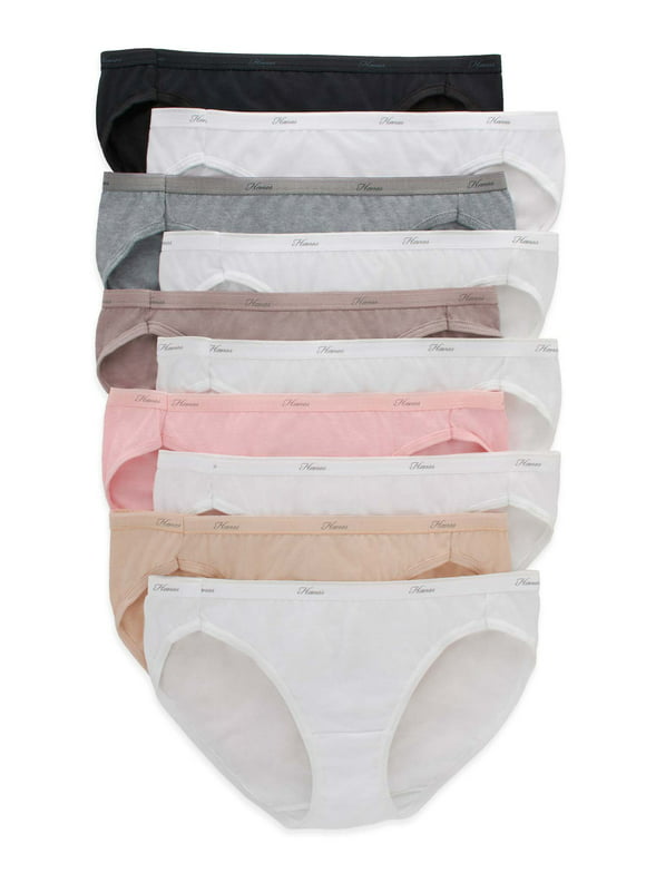 Hanes Women's Cool Comfort Cotton Bikini Underwear, 10-Pack, Sizes 5 (S) - 9 (2XL)