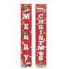 Merry Christmas Banner, Buffalo Plaid Christmas Porch Sign Hanging Xmas Decorations Indoor Outdoor for Home Wall Front Door Apartment Party