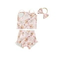 thumbnail image 2 of Musuos Baby Girls Summer Shorts Sets 6 12 18 24M Sleeveless Floral Butterfly Print Camisole Ruffle Shorts Headband Sets, 2 of 10