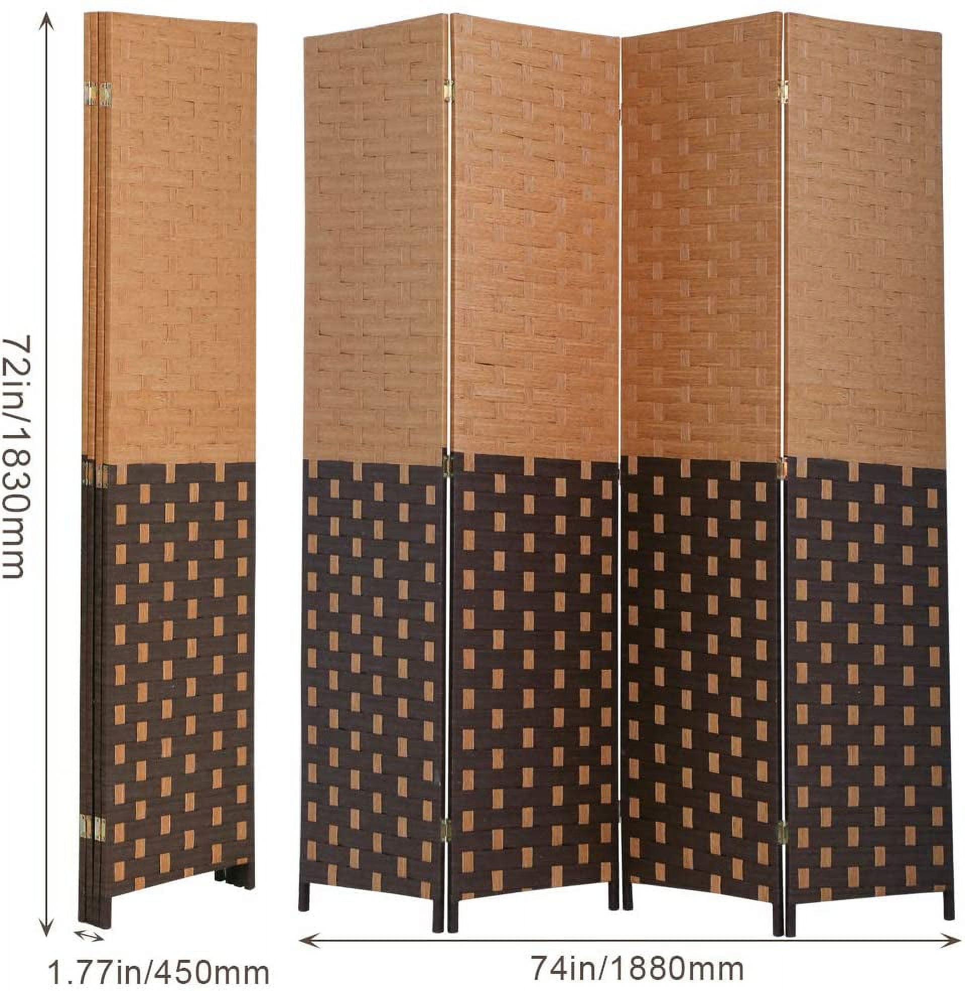 4-Panel Room Dividers and Folding Privacy Screens Partition Walls for Bedroom Wooden Screen Divider Portable Freestanding Privacy Wall, CM