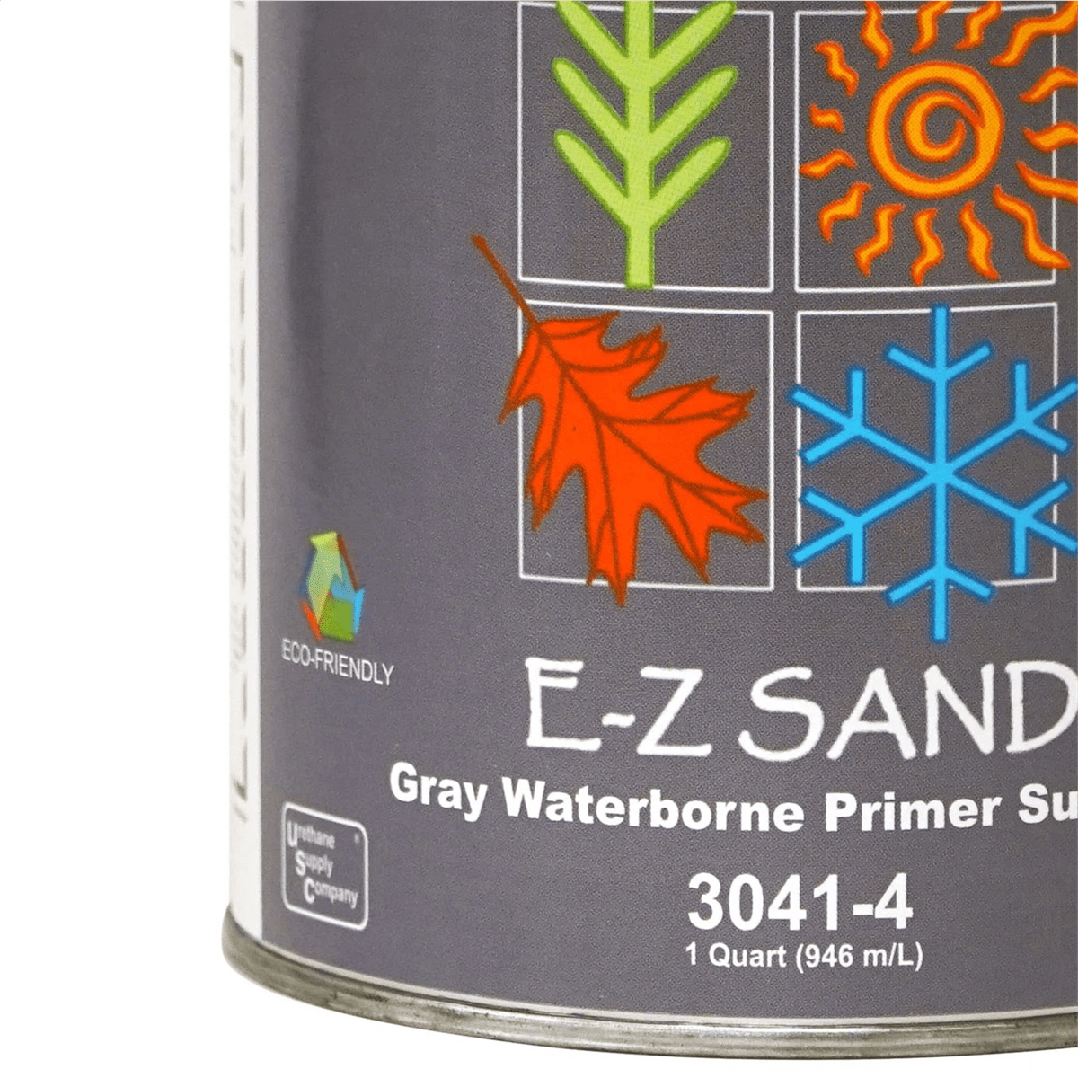 Urethane Supply Co. Polyvance All Seasons 3041-4 E-Z Sand Waterborne Primer, 1 qt Can, Light Gray, 61 g/L