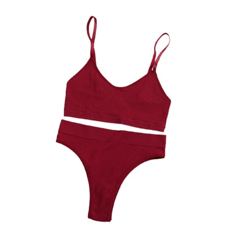 

Women Seamless Bra Underwear Set Wire Free Bra Active Sports Push Up Brassiere Sets L-XL Red
