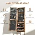 thumbnail image 3 of Lockable Jewelry Armoire Full Length Mirror 3 Angle Adjustments Wooden Storage Cabinet Rustic Brown, 3 of 6