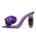 thumbnail image 3 of FSJ Women Sexy Charming Rose Floral Heel Sandals Clear PVC Band Crystal Chunky Heel Pointed Peep Toe Slip On Mules Party Prom Shoes Size 7 Purple, 3 of 4