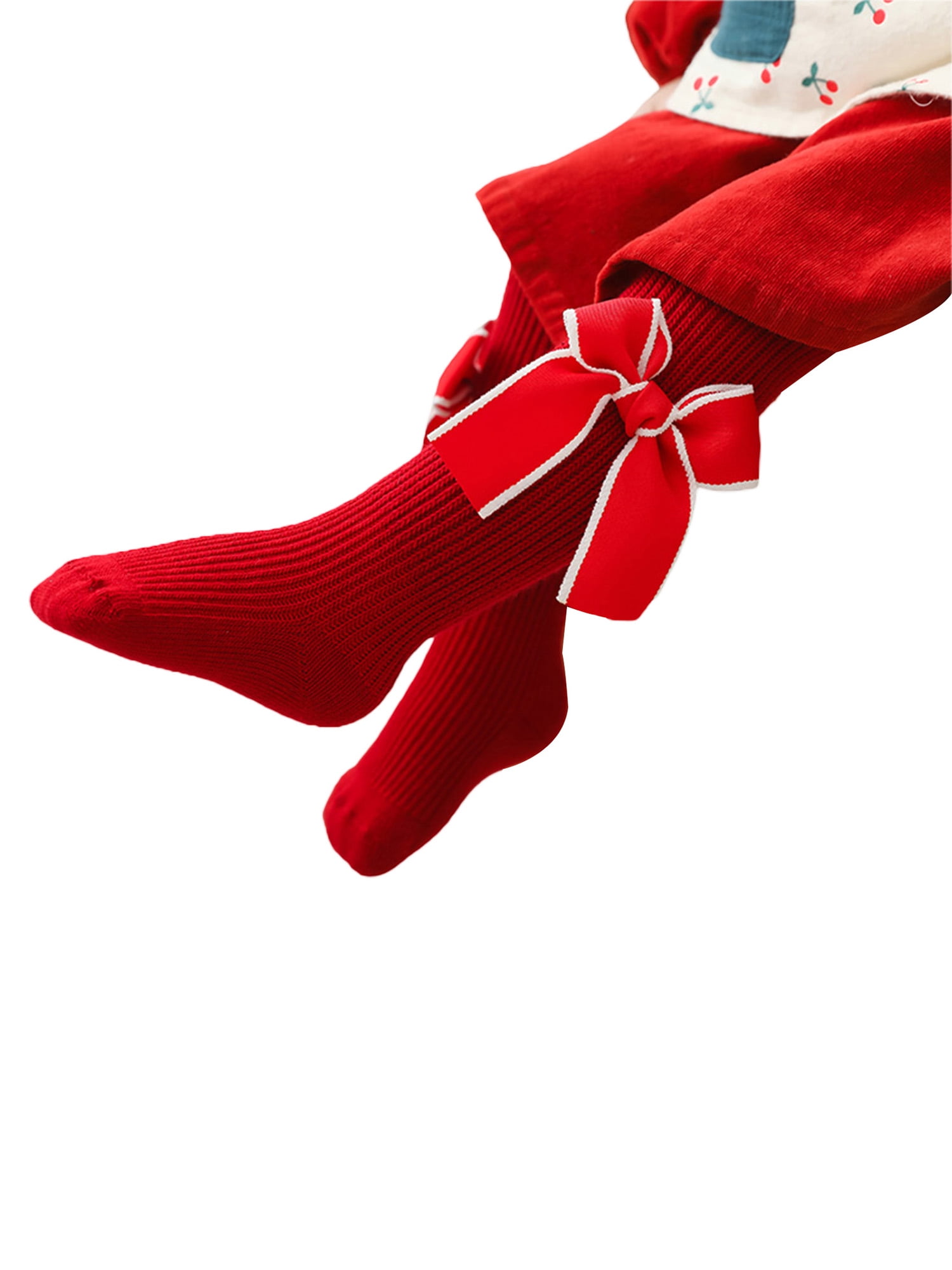 Infant Baby Girls Christmas Tights Pantyhose Ribbed Cute Slim Stretch