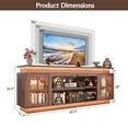 thumbnail image 5 of LED TV Stand for up 75" 80" TVs, Modern Entertainment Center with 36" Fireplace Space & Charging Station, Wooden Media Console with Glass Display Cabinets & LED Lights, Walnut, 5 of 10