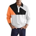 thumbnail image 2 of Men's Casual Flip Collar Big Size Polo Shirt, Loose Fit Top for Comfort Wear, Daily Errands and Relaxed Style,Saffron,M, 2 of 4