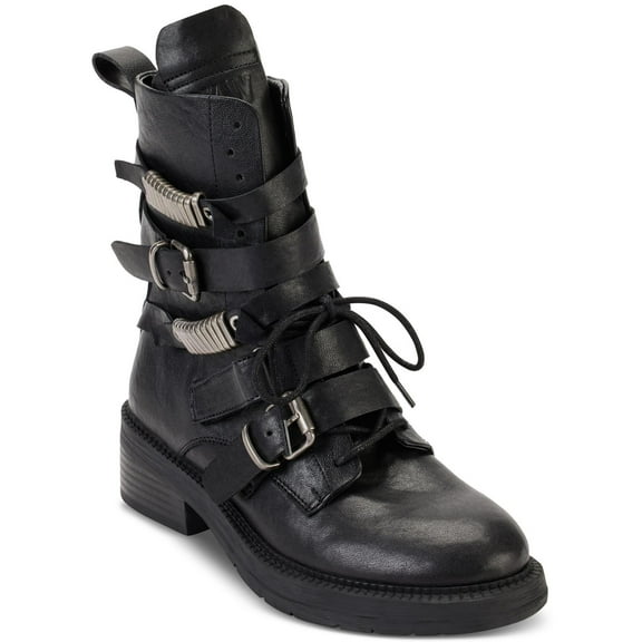 DKNY Womens Ita  Buckle Leather Ankle Boots