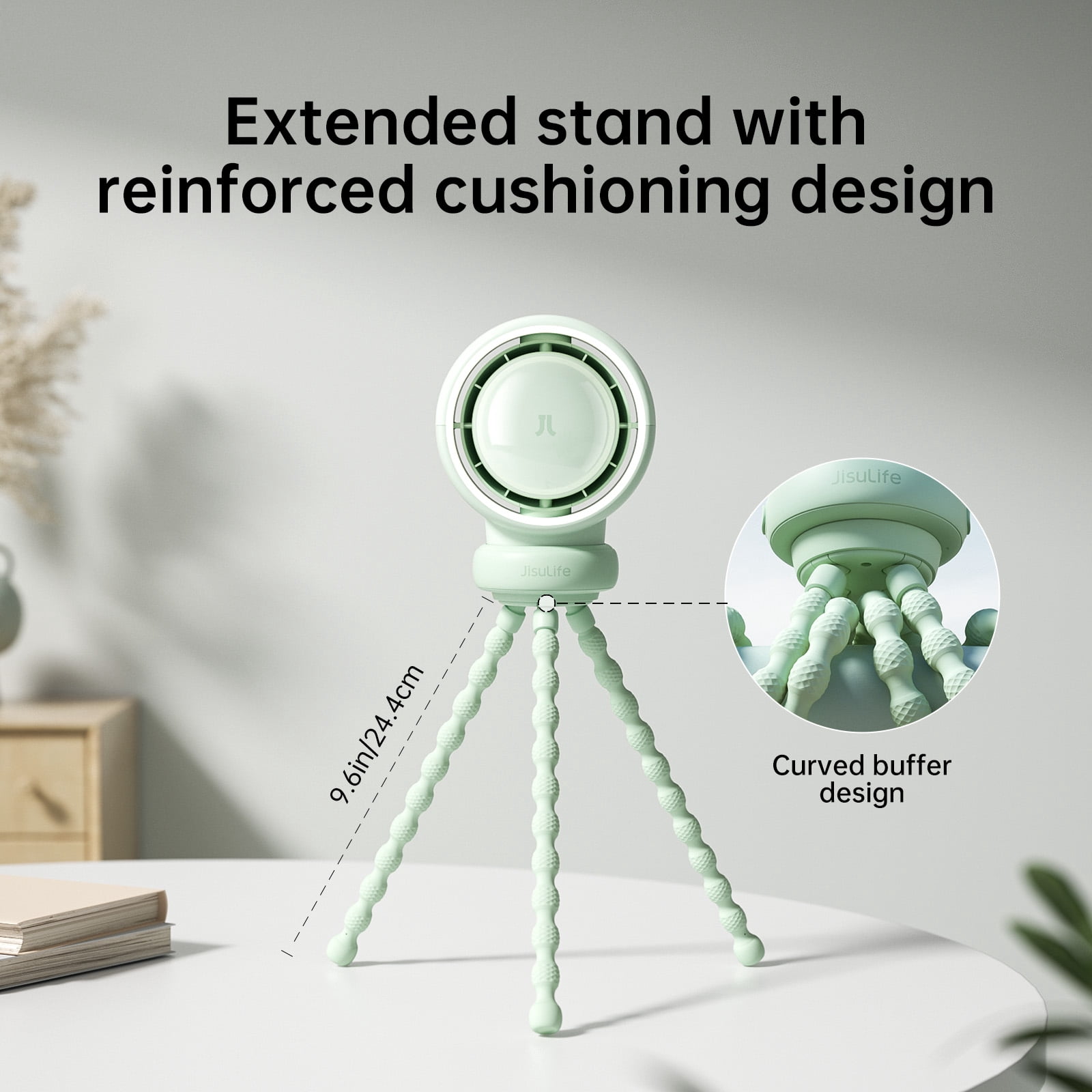 JISULIFE Baby Stroller Fan Portable, Small Battery Operated Fan, Car Seat Fan with 5 Speeds, Air Purify and Air Enhance Tech, Bladeless, Food-Grade Gifts Fan for Outdoor, Treadmill, Golf