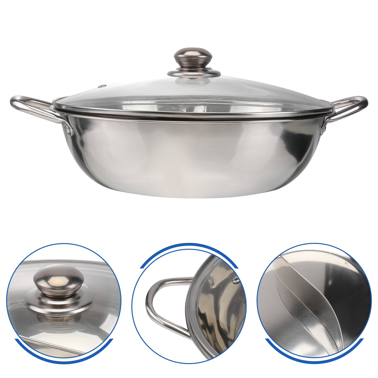 Eease Multifunctional Induction Cooker Pot Stainless Steel Dual Hot Pot Cookware Cooking Pots with Lid (30cm)