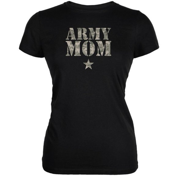 Old Glory Juniors Army Mom Black Short Seeve Graphic T Shirt