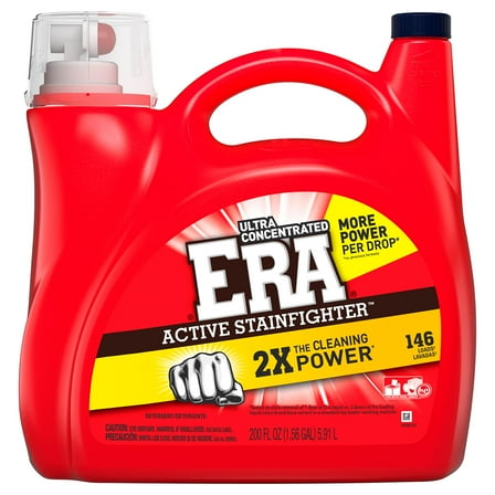 Era 2x Ultra Active Stainfighter Formula Regular Liquid Detergent, 200 Ounce, 146 Loads