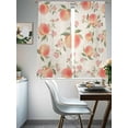 thumbnail image 4 of Pink Flower Sheer Curtains 2 Panels Set Peach Green Leaf Vintage Linen Fruit Abstract Sheer Window Curtains Light Filtering Rod Pocket Voile Drapes for Bedroom Living Room 52"x63", 4 of 9