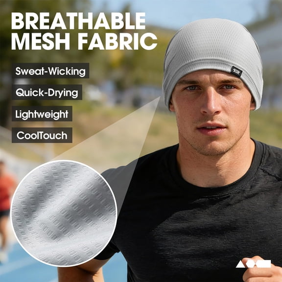 HuangHuanChen Beanie for Men Hats for Men Cap Beanie Men Women Breathable Mesh Skully Hat For Running Gym Summer Breathable Hat Skull Caps for Men Grey