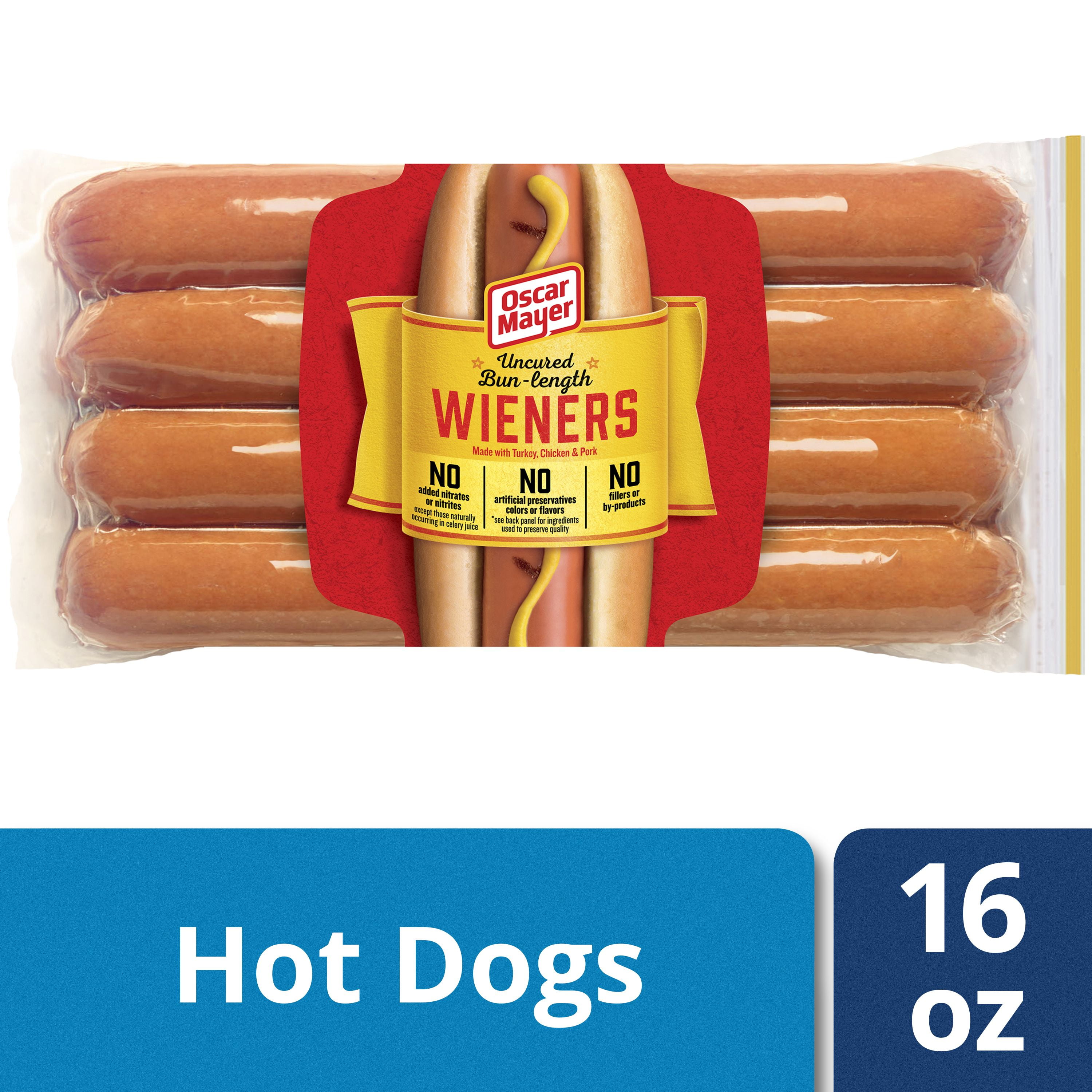 Oscar Mayer Uncured Bun Length Hot Dogs, 8 ct 16.0 oz Package