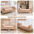 thumbnail image 5 of Aemeios 66"W Storage Bench for Bedroom End of Bed Teddy Ottoman Bench with Gold Legs and Two Pillows, Camel, 5 of 10