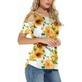 thumbnail image 4 of ANYJOIN Womens Summer T Shirts Strappy Short Sleeve Tunic Tops Strappy Cold Shoulder Blouse, 4 of 6