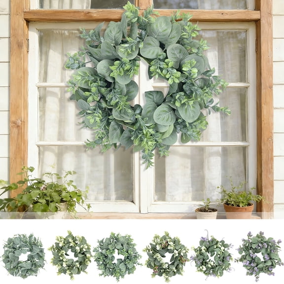 Artificial Flower Wreath, Colorful Spring Summer Floral Wreath for Front Door Porch Fireplace Farmhouse and Thanksgiving Anniversary Decor, AKLJWH, #01 Multicolor-1PC