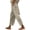 Beige women straight leg pants with pockets a1, variant on Cagogo Women Straight Leg Elastic Waist Pants with Pockets Solid Casual Vacation Ankle Pants Pants, White S