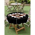 thumbnail image 4 of Outdoor Tablecloth with Umbrella Hole for Patio/Picnic/Party/Camping, Black Red Boho Waterproof Table Cloth Round Cover Washable, Farmhouse Ethnic Tribe Striped (Dia 54"), 4 of 9