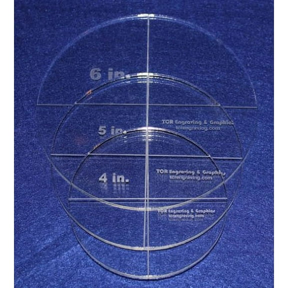 Circle Template 3 Piece Set. 4",5", 6" - Clear 1/4" Thick