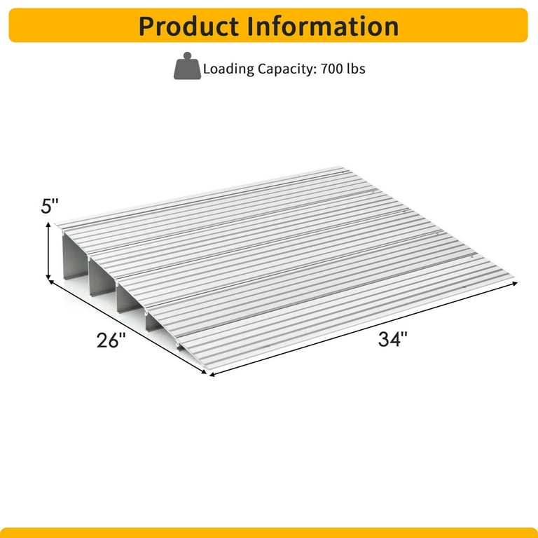 Gymax 5'' Adjustable Aluminum Doorway Entry Ramp for Wheelchair