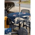 thumbnail image 4 of Outdoor Tablecloth with Umbrella Hole and Zipper, Coastal Wave Square Table Cloth 60x60 Inch Waterproof Tablecloth, Japanese Style Ocean Fish Blue Picnic Table Cover for Patio Camping, 4 of 7