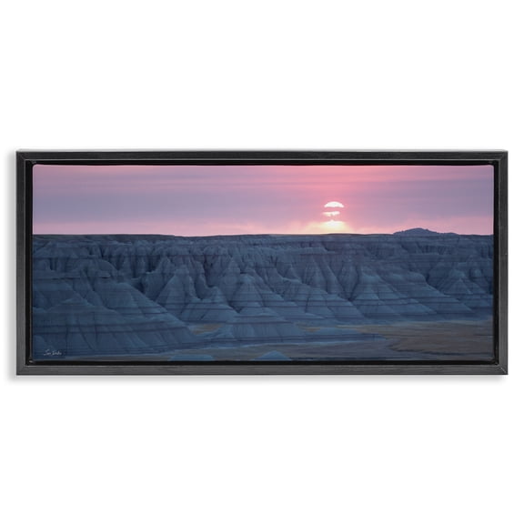 Stupell Industries Eclectic Sunrise Symphony Pink Sky Black Floating Frame Canvas Art, 25 x 11, by Lori Deiter