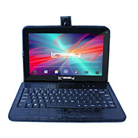 LINSAY 10.1" Tablet 2 GB RAM 16 GB Android 9.0 Exclusive Luxury Bundle with Black Crocodile Style Keyboard